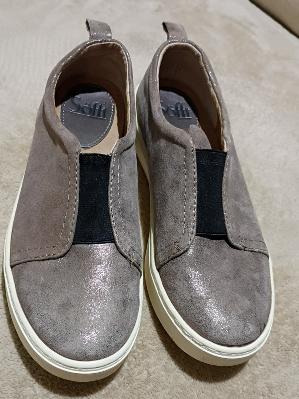 Sofft Metallic Taupe Slip-On Sneakers